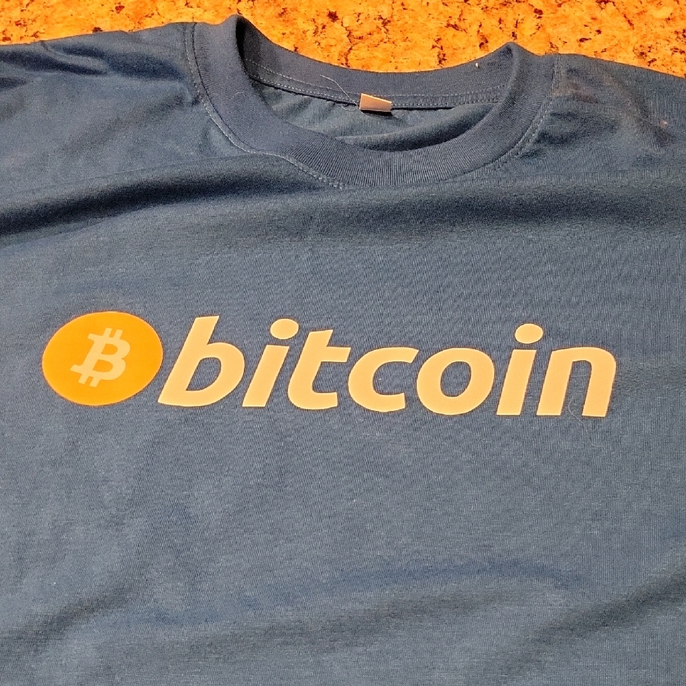 Mens Xxl Bitcoin Logo Blue T-Shirt